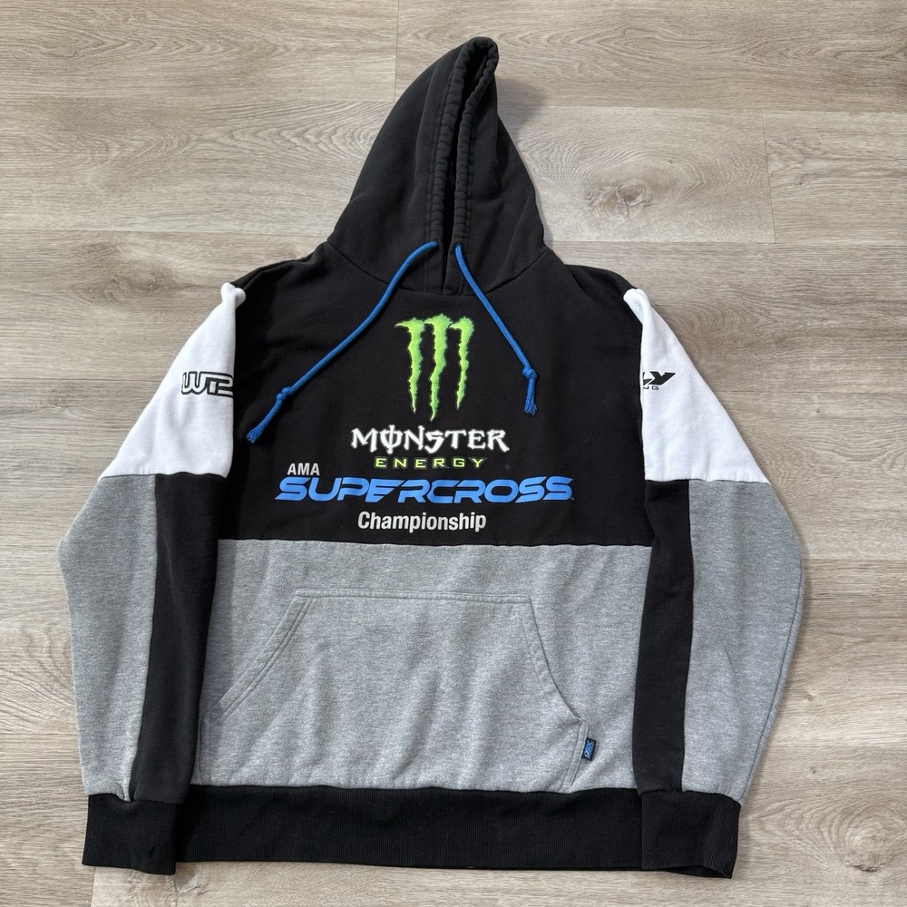 Monster Energy AMA Supercross Fly Racing Hoodie Sweatshirt Mens M Colorblock MX